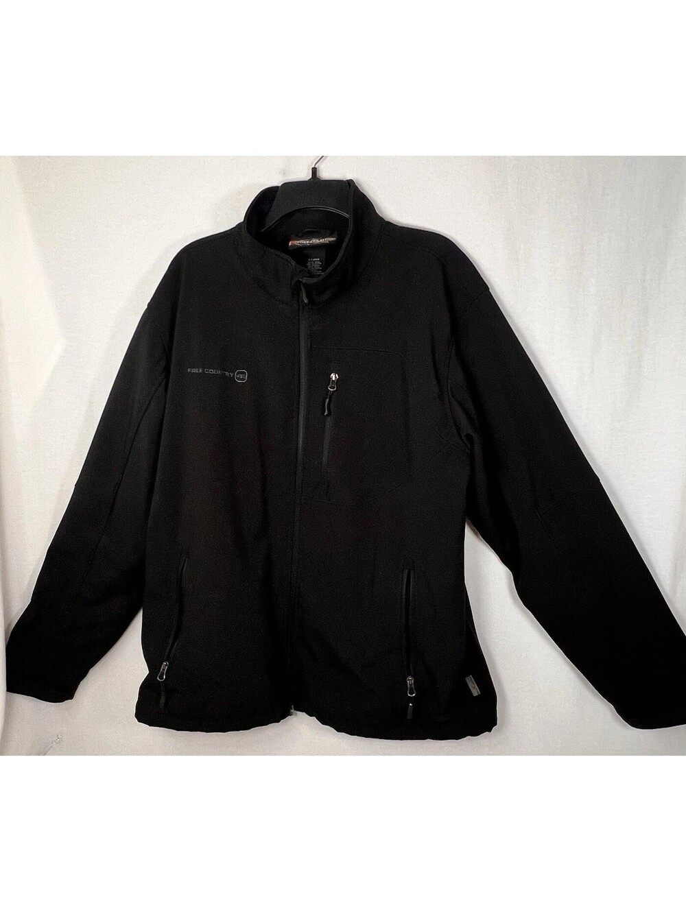 Free Country Black Softshell Full Zip Fleece Lined Jacket Coat Men’s Size XL